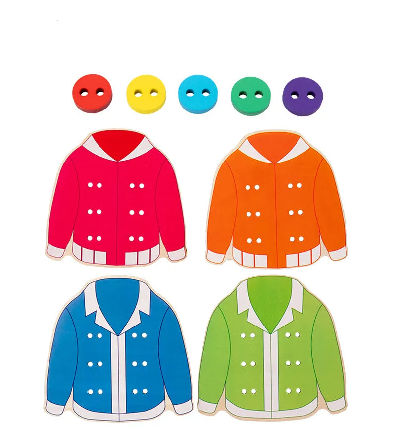 Clothes & button sewing board game.