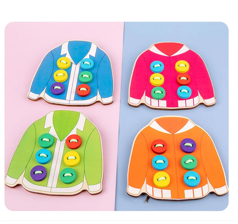 Clothes & button sewing board game.