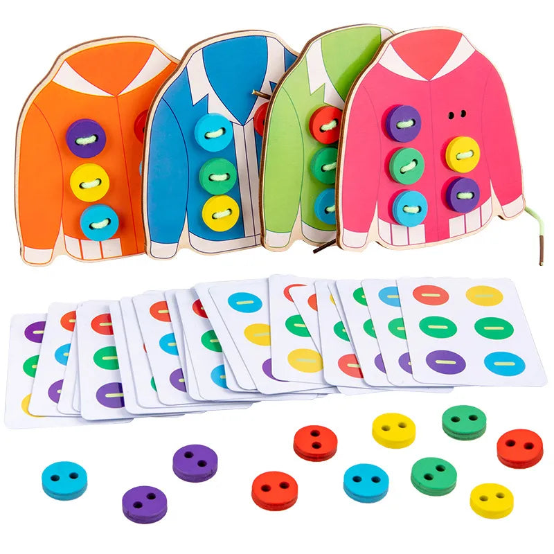 Clothes & button sewing board game.
