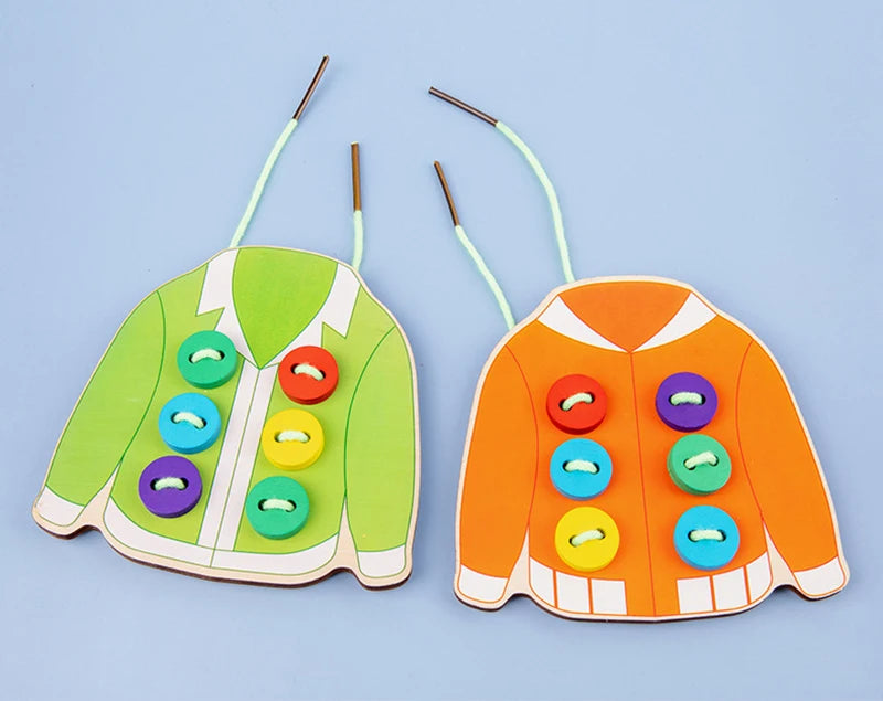 Clothes & button sewing board game.