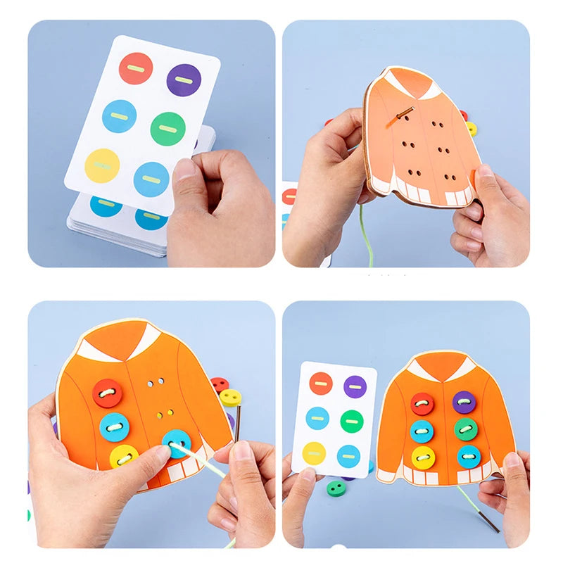 Clothes & button sewing board game.