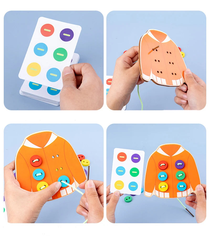 Clothes & button sewing board game.