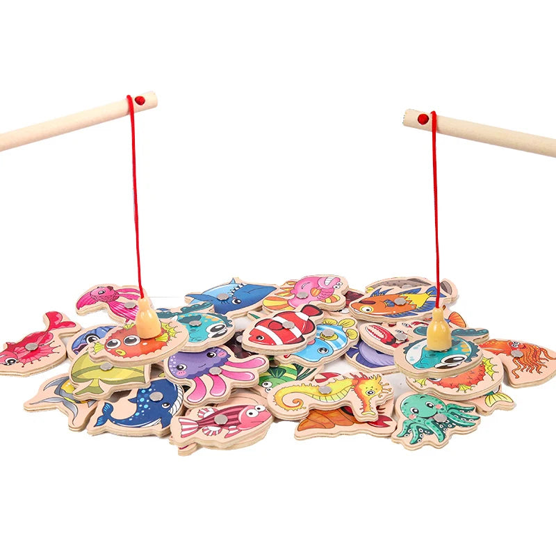 Wooden Magnetic Fishing Toys for Baby Parent-Child Interactive