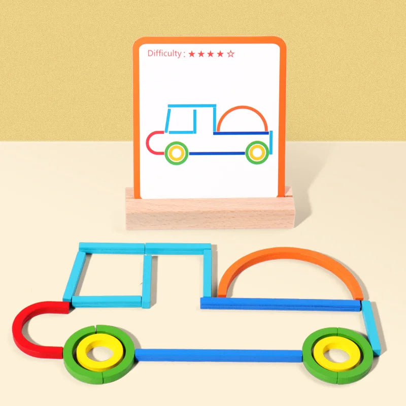 Montessori Creative Sticks and Rings Puzzle