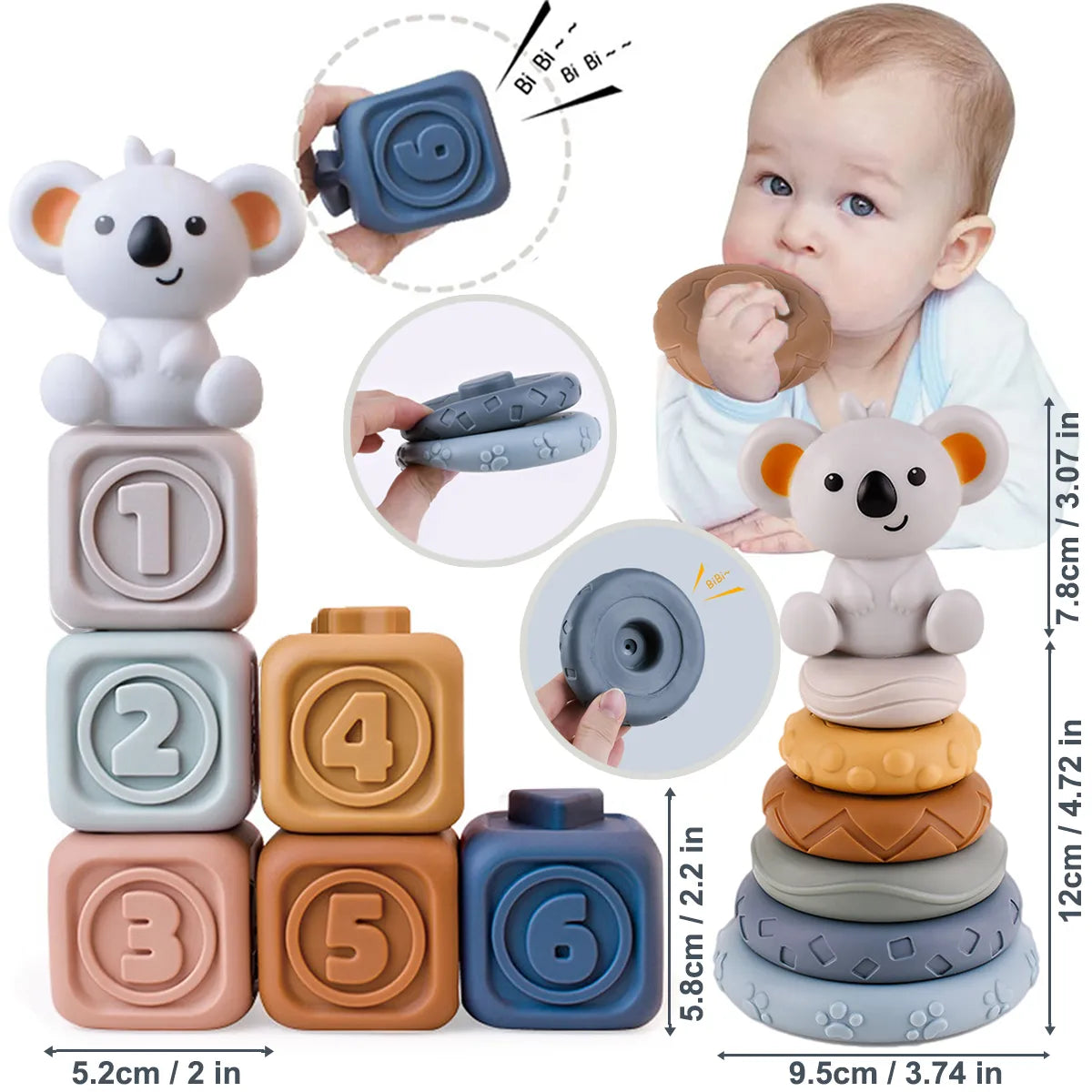 Silicone Building Blocks Toys 6pcs
