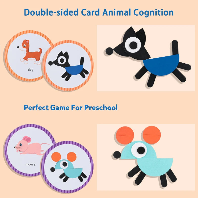 Wooden Tangram Animal 3D Puzzles Toys