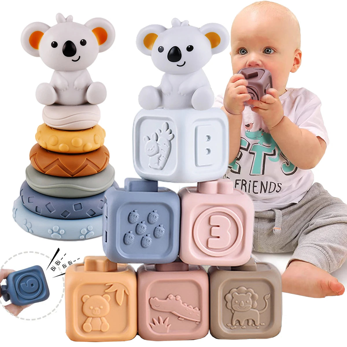 Silicone Building Blocks Toys 6pcs