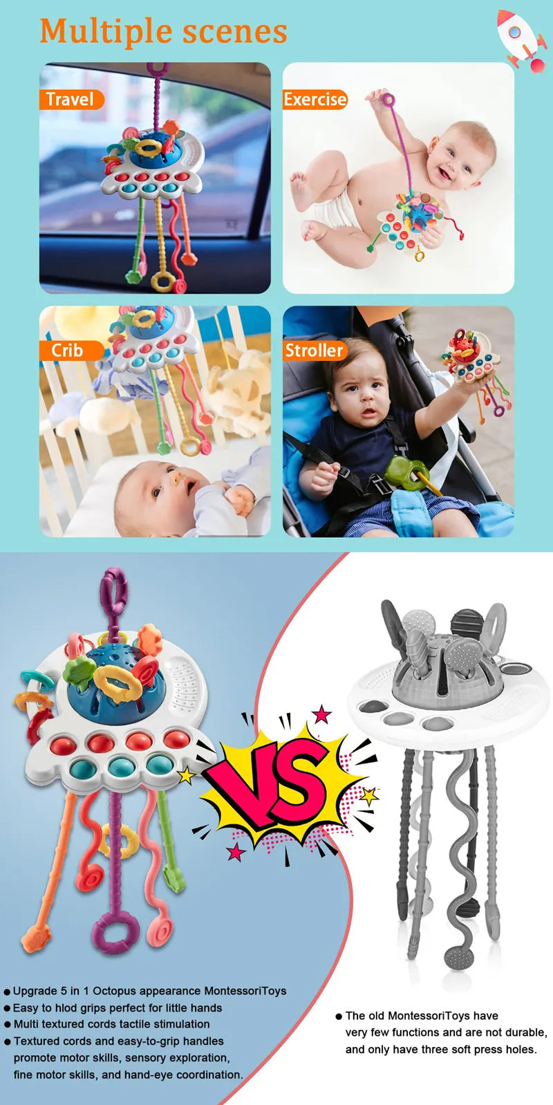 Silicone Pull String Sensory Toys