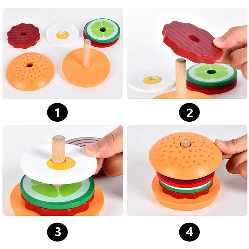 Wooden Simulation Toy (Hamburger & Sandwich)