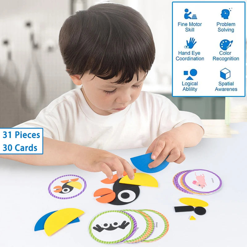 Wooden Tangram Animal 3D Puzzles Toys
