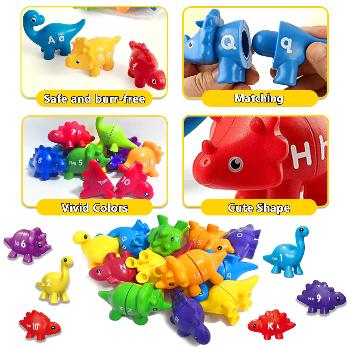 Dinosaur Matching Letters and Numbers