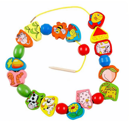 26PCS Wooden Animals Fruits Beads