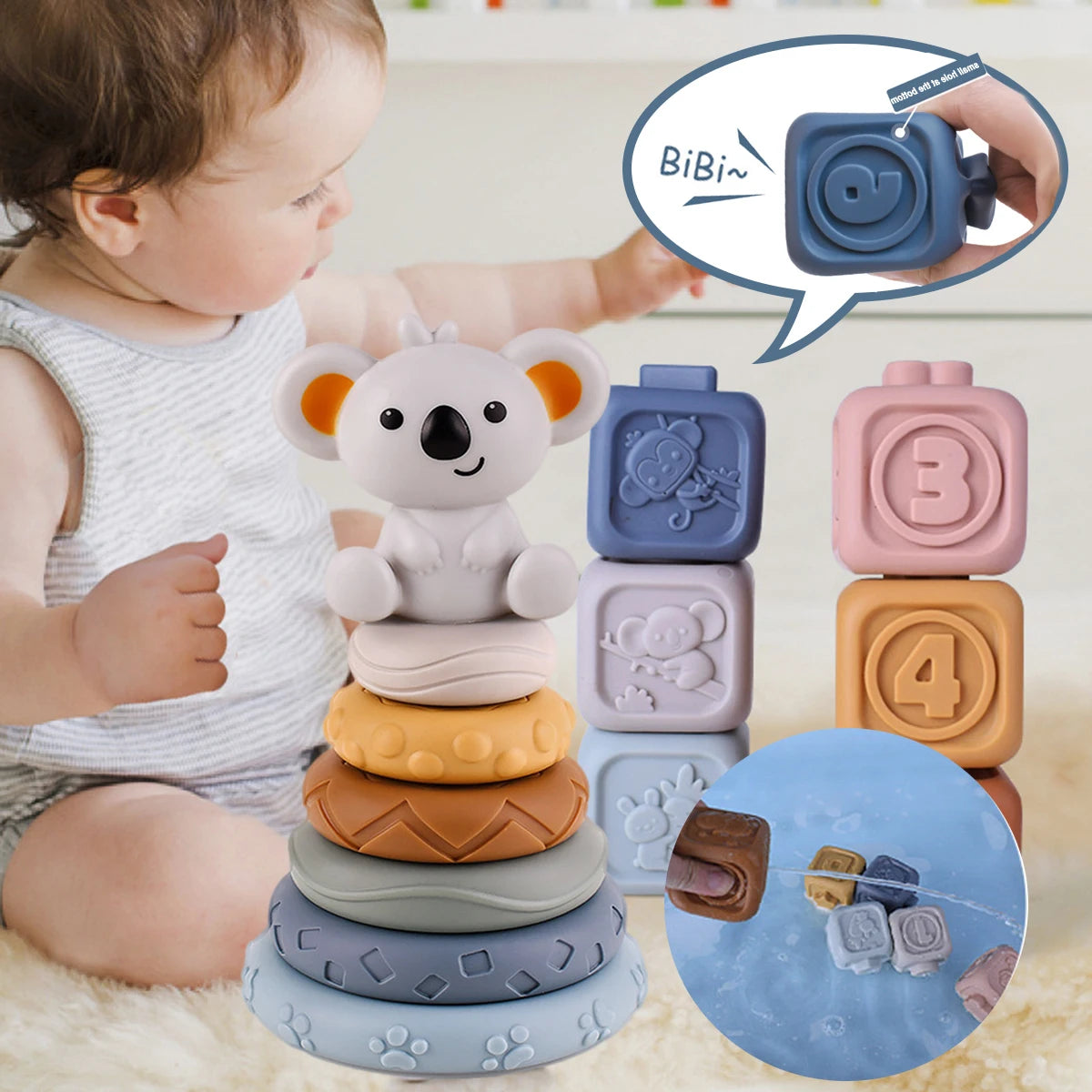Silicone Building Blocks Toys 6pcs