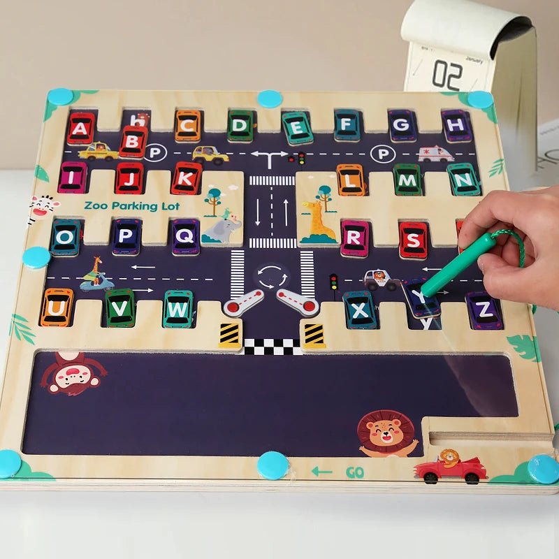 Magnetic Toy (English letters & car parking Maze)