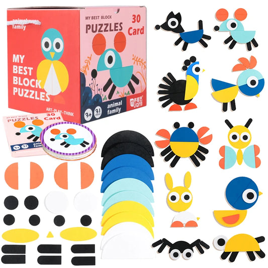Wooden Tangram Animal 3D Puzzles Toys