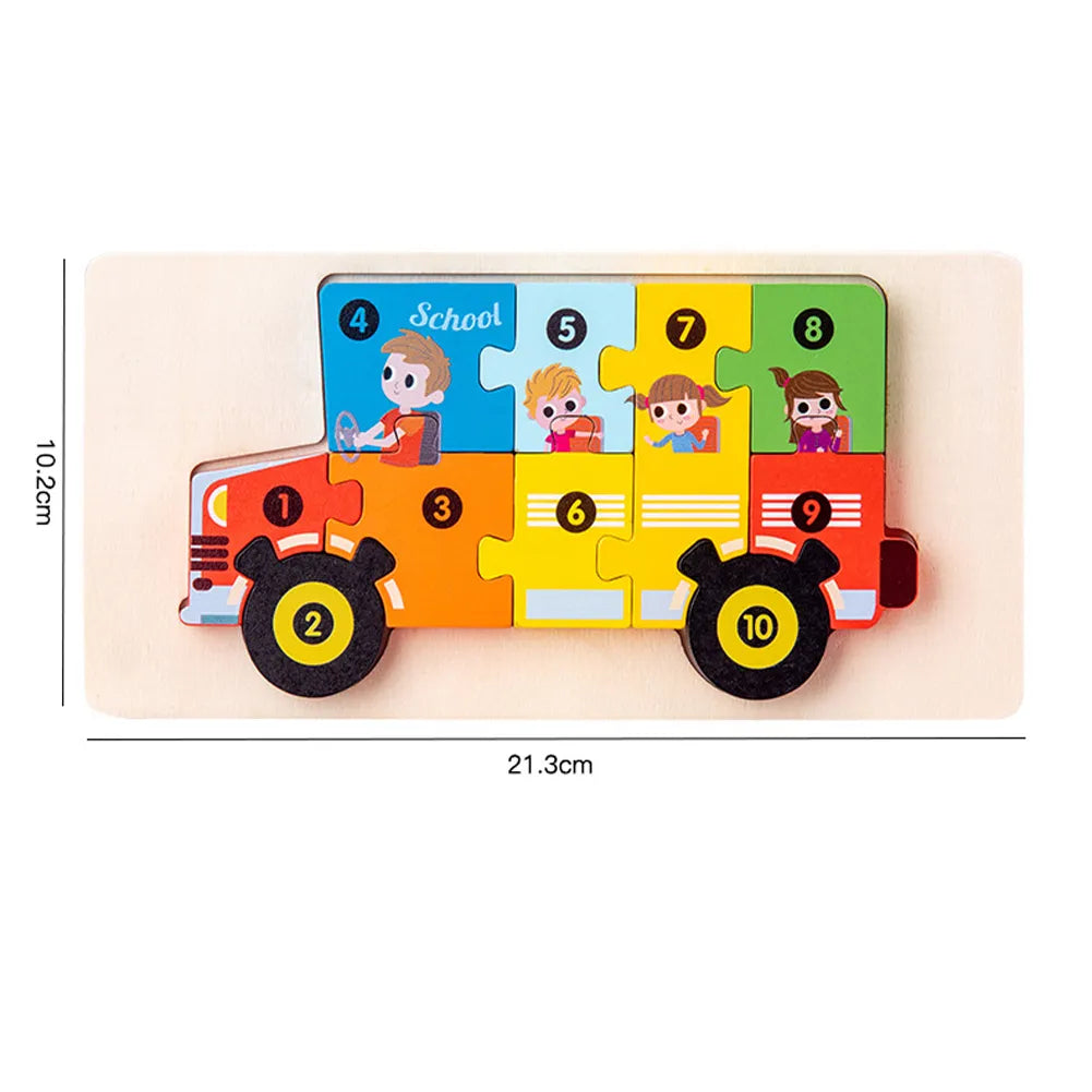 3D Wooden Animal Puzzles Childrens Toys